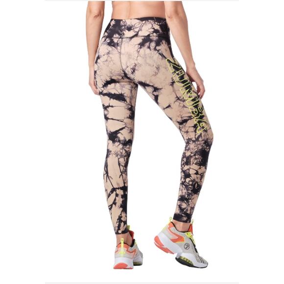 Zumba Wear Tie Dye High Waisted Ankle Leggings Dance Fitness Compression Medium - Picture 1 of 11